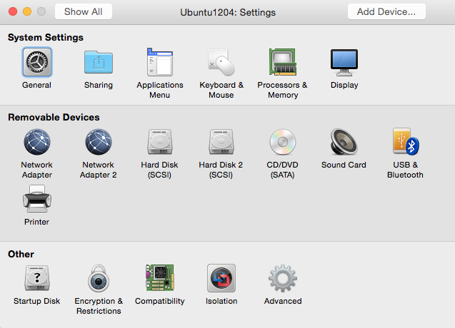 mac settings for vmware